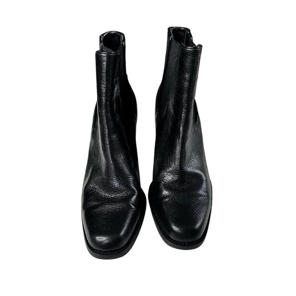 Aerosoles Lido Ankle Boots Women's Size 8 Black Leather Block Heel Comfort - Picture 2 of 10